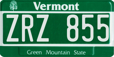 VT license plate ZRZ855