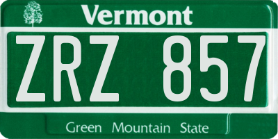 VT license plate ZRZ857