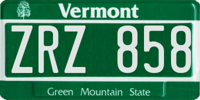 VT license plate ZRZ858