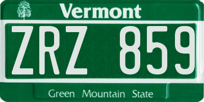 VT license plate ZRZ859
