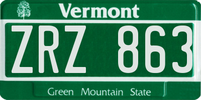 VT license plate ZRZ863