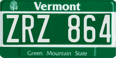 VT license plate ZRZ864