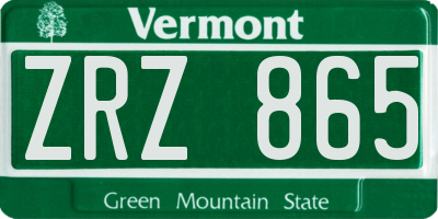 VT license plate ZRZ865