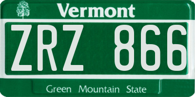 VT license plate ZRZ866