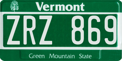 VT license plate ZRZ869