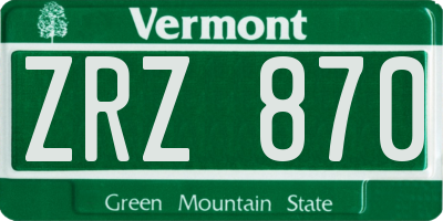 VT license plate ZRZ870