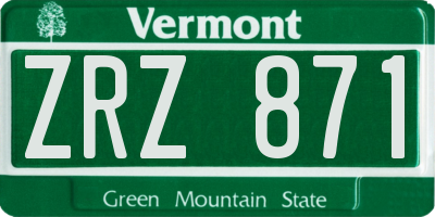 VT license plate ZRZ871