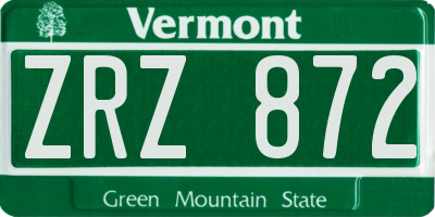VT license plate ZRZ872