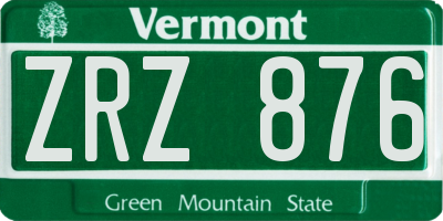 VT license plate ZRZ876