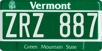 VT license plate ZRZ887