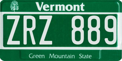 VT license plate ZRZ889