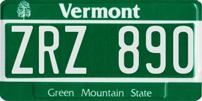 VT license plate ZRZ890