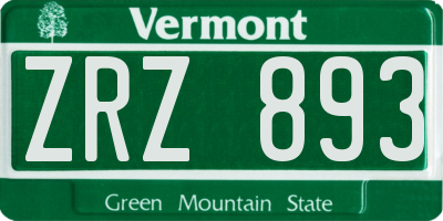 VT license plate ZRZ893