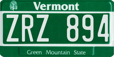 VT license plate ZRZ894