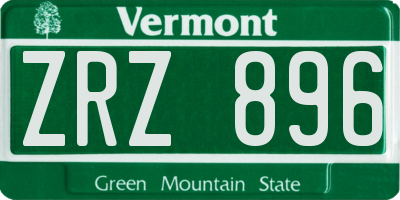 VT license plate ZRZ896