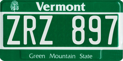 VT license plate ZRZ897