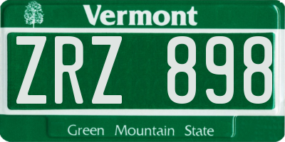 VT license plate ZRZ898