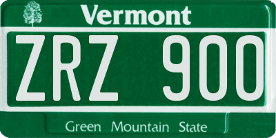 VT license plate ZRZ900