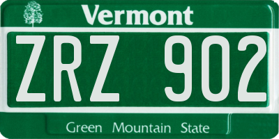 VT license plate ZRZ902