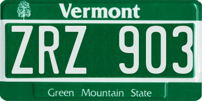 VT license plate ZRZ903