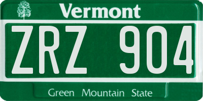 VT license plate ZRZ904