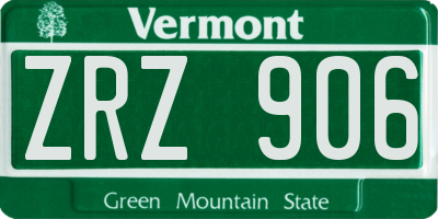VT license plate ZRZ906