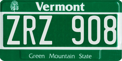 VT license plate ZRZ908