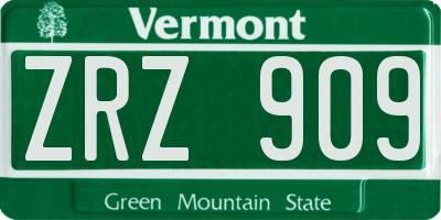 VT license plate ZRZ909