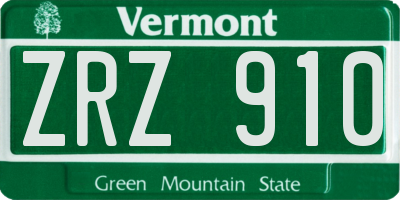 VT license plate ZRZ910