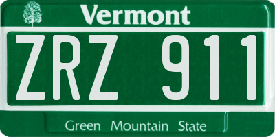 VT license plate ZRZ911
