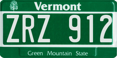 VT license plate ZRZ912