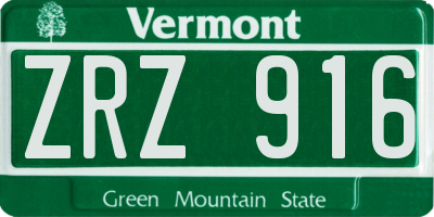 VT license plate ZRZ916
