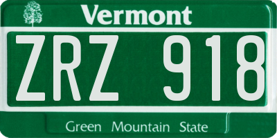 VT license plate ZRZ918