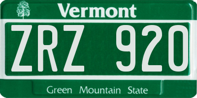 VT license plate ZRZ920