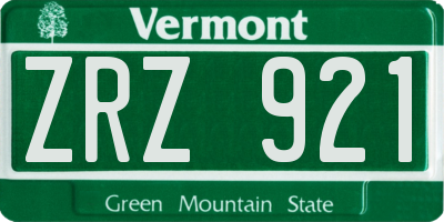 VT license plate ZRZ921