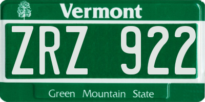 VT license plate ZRZ922