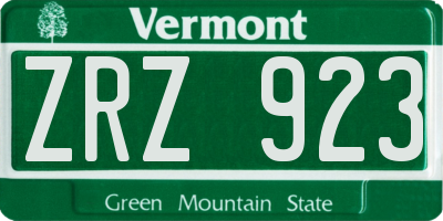 VT license plate ZRZ923
