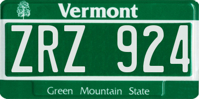 VT license plate ZRZ924