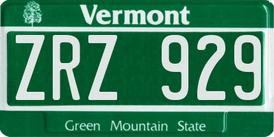 VT license plate ZRZ929