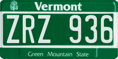 VT license plate ZRZ936