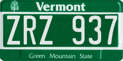 VT license plate ZRZ937