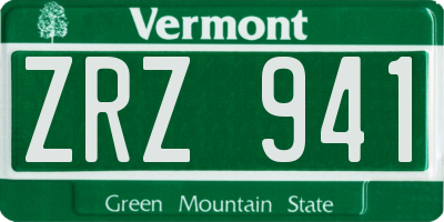 VT license plate ZRZ941