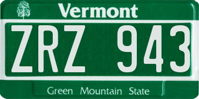 VT license plate ZRZ943