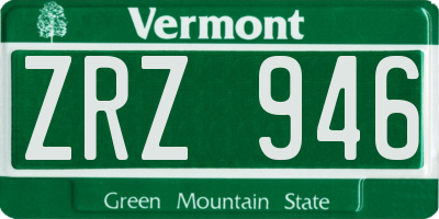 VT license plate ZRZ946