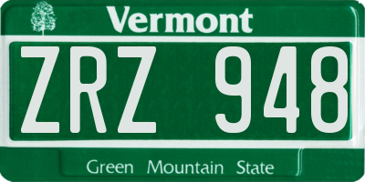 VT license plate ZRZ948