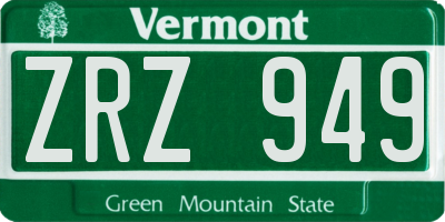 VT license plate ZRZ949