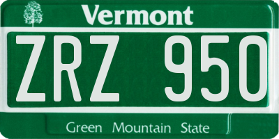 VT license plate ZRZ950