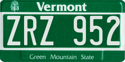 VT license plate ZRZ952