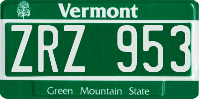 VT license plate ZRZ953