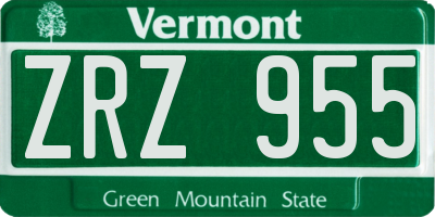 VT license plate ZRZ955